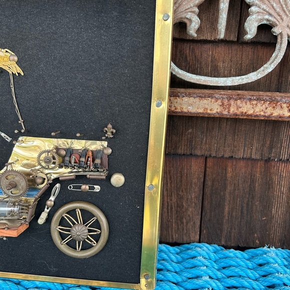 Vintage Car Folk Art with Brass Accents titled Rolls Royce 1909, Paris 1970. - Picture 5 of 7